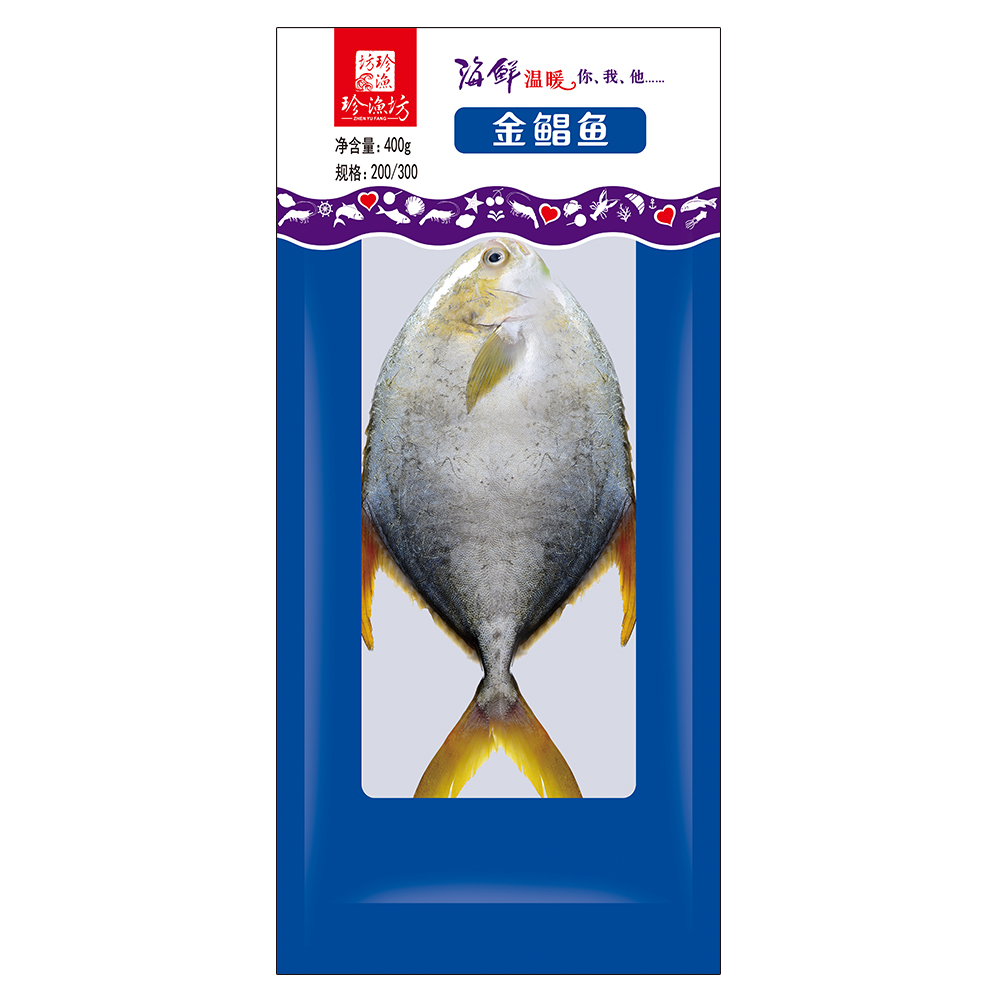 国联水产 珍渔坊  金鲳鱼 净含量400g 冷冻 海鲜水产 袋装